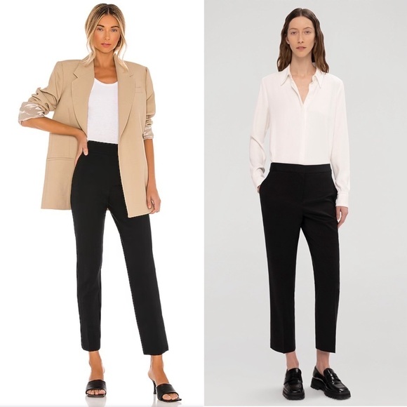 NWT ATM Cotton Twill Mid Rise Flat Front Slim Straight Leg Ankle Crop Trouser 4 - Picture 1 of 7